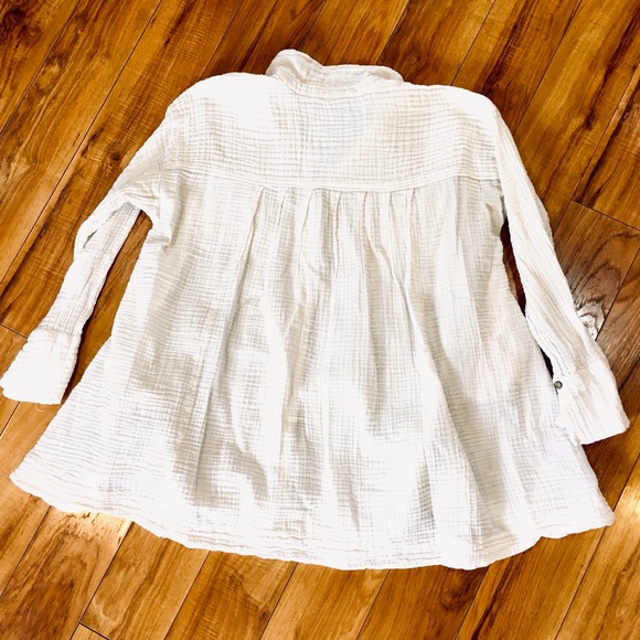 Free People gauze waffle knit button  blouse top shirt ivory boho cottag… - Picture 8 of 8